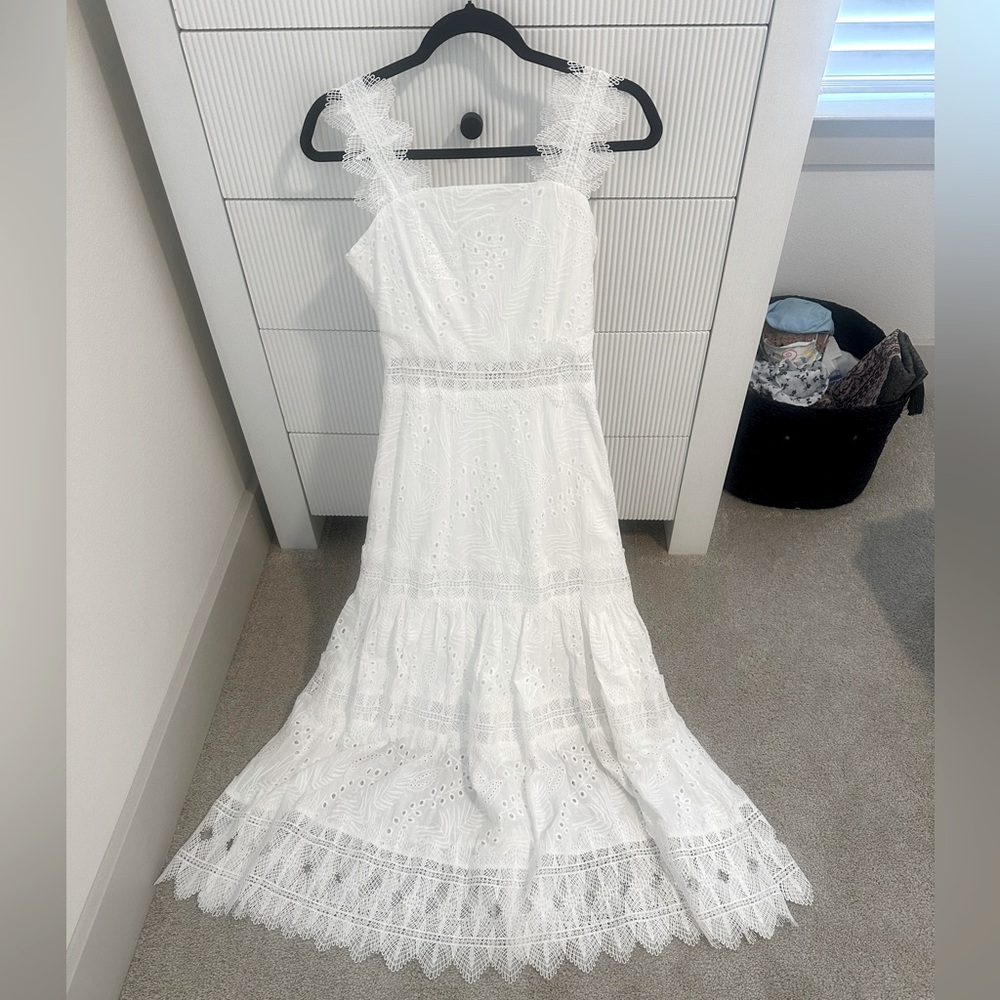 White crochet maxi dress